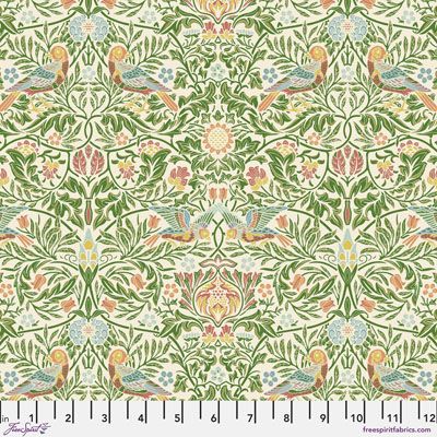 William Morris Emery Walker Fabric: Bird Boughsgreen