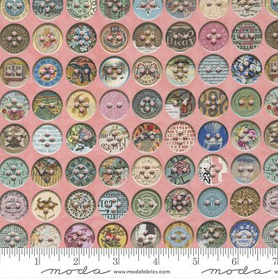 Junk Journal fabric: Buttons Blush (per 1/4 metre)