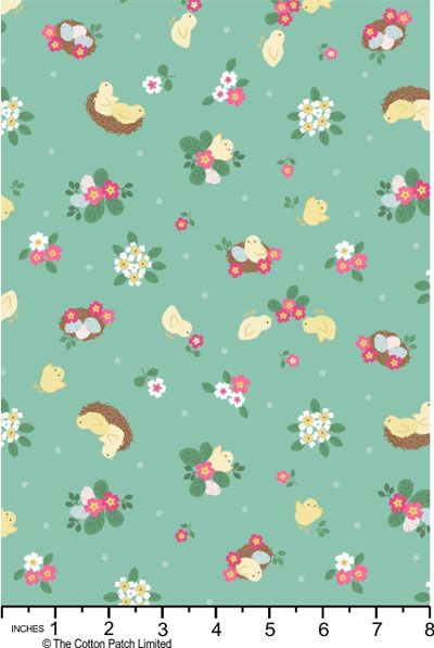 Spring Treats Fabric: Bunny Hop Green (per 1/4 metre)