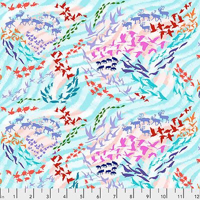 Migration Fabric: Migratory Map Aqua (per 1/4 metre)