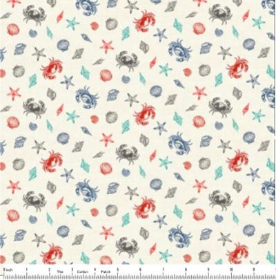 Nautical Fabric: Shells cream (per 1/4 metre)