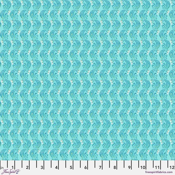 Language of Flowers Fabric: January Turquoise (per 1/4 metre)