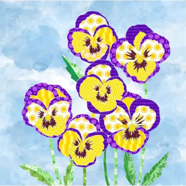 The Flower Collection Pansies Natural 36' panel