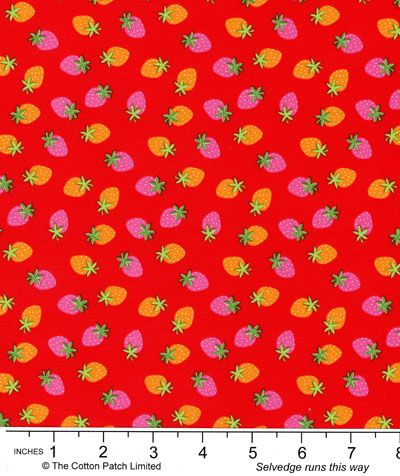 Just for Kids fabric: Strawberries on Red (per 1/4 metre)