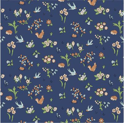 Liberty Woodland Walk Lake Forest Friends Dark Blue (per 1/4 metre)