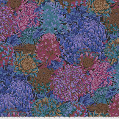 Kaffe Fassett Collective: Hokusai's Mums Dark (per 1/4 metre)