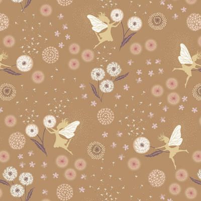 Fairy Clocks Fabric: Fairy Clocks Buff/Gold Lewis and Irene