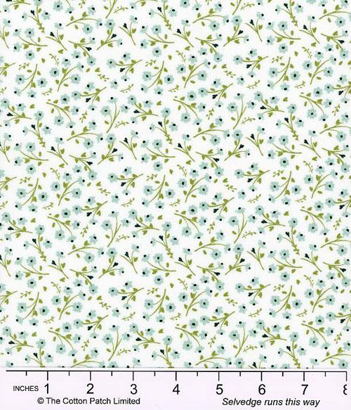 Juliette fabric, Small Floral, Teal