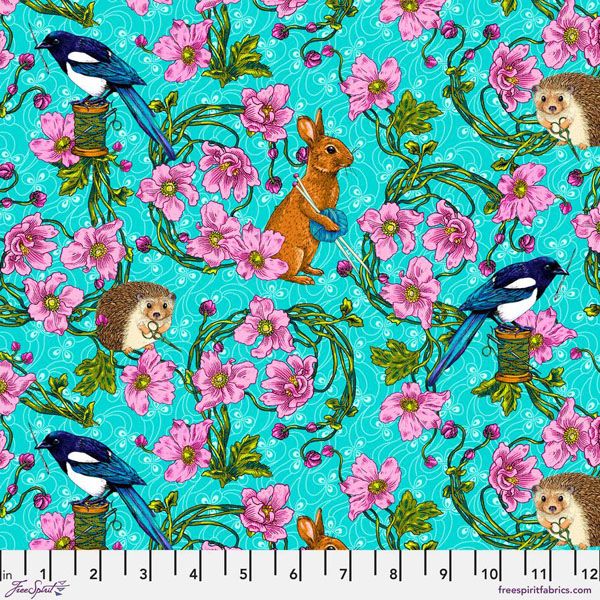 Language of Flowers Fabric: Forest Tailors Blue (per 1/4 metre)