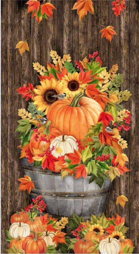 Harvest fabric: Harvest Pumpkins  60cm Panel