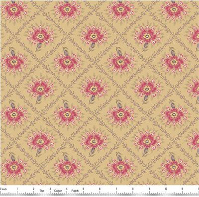 Wildflower Cottage fabric: Gold Lattice