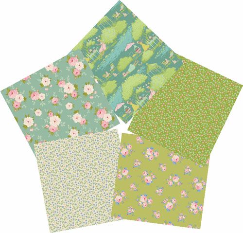 Tilda Sunday Brunch Teal and Lime Fat Quarter Bundle