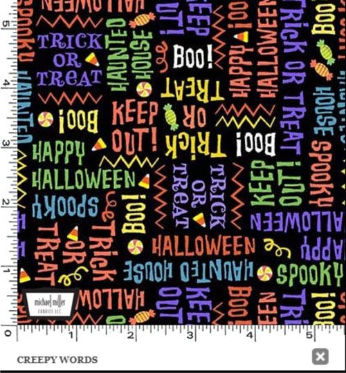 Haunted House fabric: Creepy Words