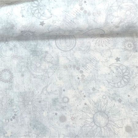 Celestials fabric: Lunar Symbols, Blue