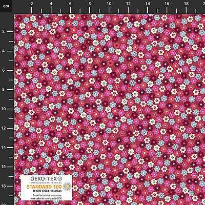 Quilters Coordinates fabric: Mini Flowers Magenta (per 1/4 metre)