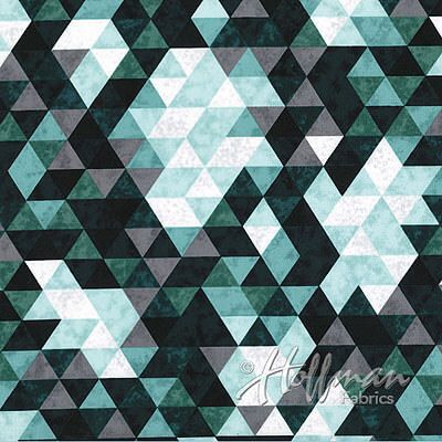 Hoffman Celebrate: Geo Triangles Teal (per 1/4 metre)