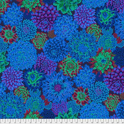 Philip Jacobs Fabric: Dancing Dahlias Blue (per 1/4 metre)