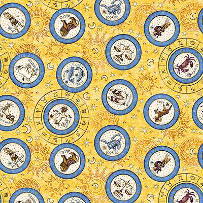 Conversationals Fabric: Celestial Medallions Gold (per 1/4 metre)