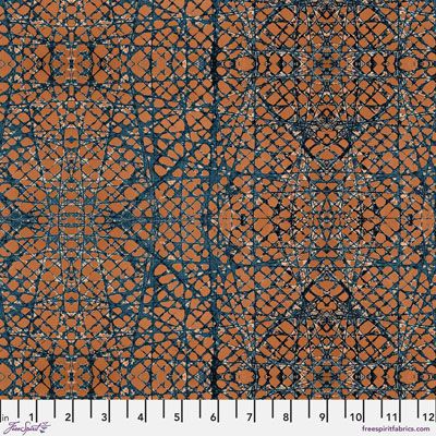 Rust and Bloom Fabric: Orange Trailing Vines (per 1/4 metre)