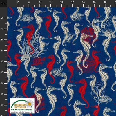 My Seven Seas Fabric: Seahorses Ocean (per 1/4 metre)