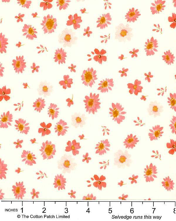 Ally Collection by Bluebellgray fabric: Zinnias Coral Lewis and Irene