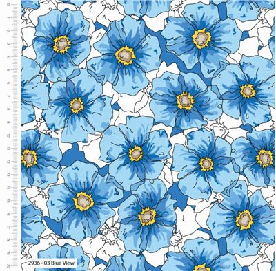 A Field of Memories fabric: Blue View (per 1/4 metre)