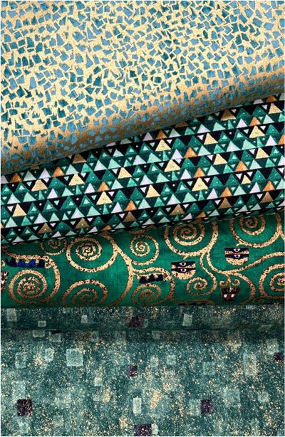 Gustav Klimt fabric: Emerald Fat Quarter Bundle