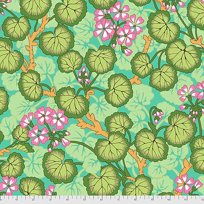 Kaffe Fassett Collective: Climbing Geraniums Green (per 1/4 metre)