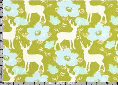 Tanya Whelan Darling Meadow Fabric: Deer Floral Olive (per 1/4 metre)