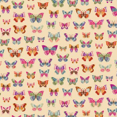 Luxe fabric: Butterflies Cream (per 1/4 metre)