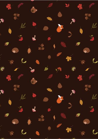 Country Coordinates fabric: Scattered Foliage and Friends Dark Brown