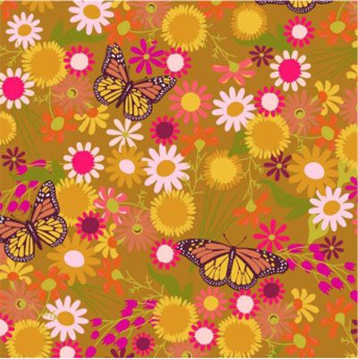 Alison Glass Fabric Monarchs and Flowers  Violet (per 1/4 metre)