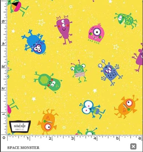 Lost In Space fabric: Space Monster, Yellow