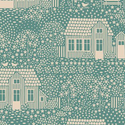 Tilda My Neighbourhood Teal Fabric (per 1/4 metre)