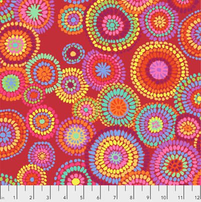 Kaffe Fassett Fabric Mosaic Circles Red (per 1/4 metre)