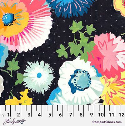 Fresh Picked fabric: Flower Dance Black (per 1/4 metre)