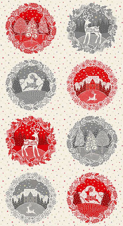 Scandi fabric: Reindeer Circle Panel