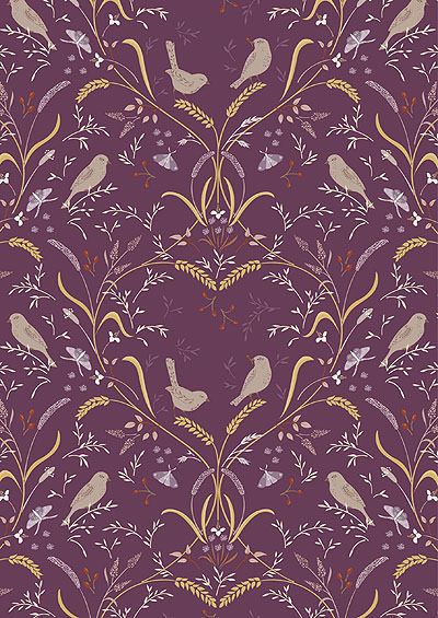 Meadowside fabric: Bird by Bird Deep Plum Lewis and Irene