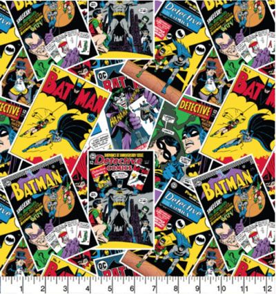 Superheroes Fabric: Batman Comic Stack Toss (per 1/4 metre)