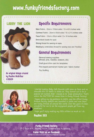 Funky Friends Factory: Larry the Lion Soft Toy Pattern