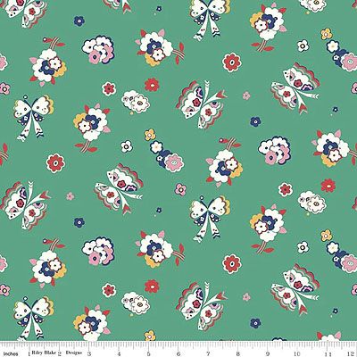 Liberty Carnaby Collection Fabric: Fluttering Floral Green (per 1/4 metre)