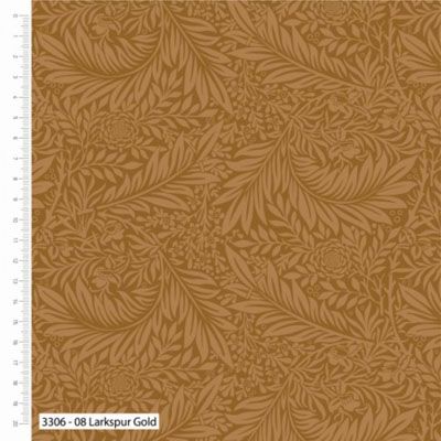 William Morris Quilt Back Fabric: Larkspur Gold 108"