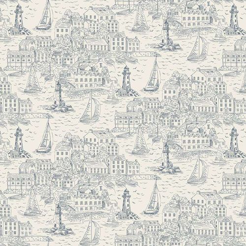 High Tide Fabric: Harbour View, Cream