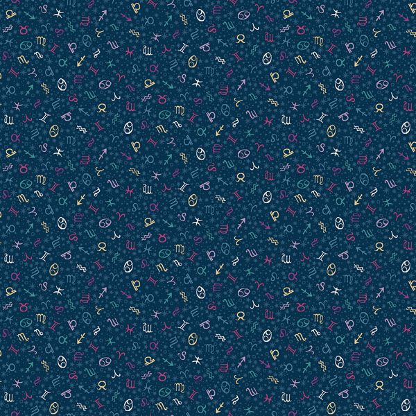 Luna Fabric: Zodiac, Blue