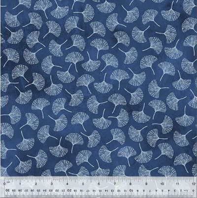 Botanical Blues Fabric: Ginko Leaves Blue (per 1/4 metre)