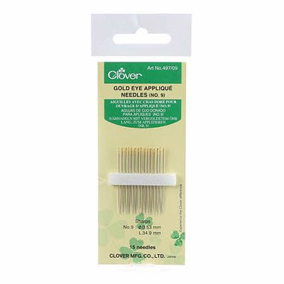 Clover Gold Eye Applique Needles  size 9