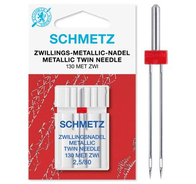 Schmetz Twin Metallic Sewing Machine Needles (2.5/80)  1 needle