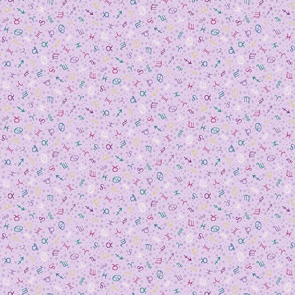 Luna Fabric: Zodiac, Purple