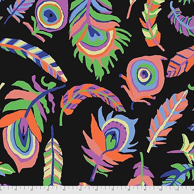 Kaffe Fassett Collective: Tickle My Fancy Black (per 1/4 metre)