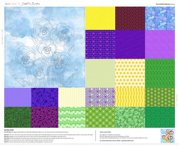 The Flower Collection Pansies Natural 36' panel